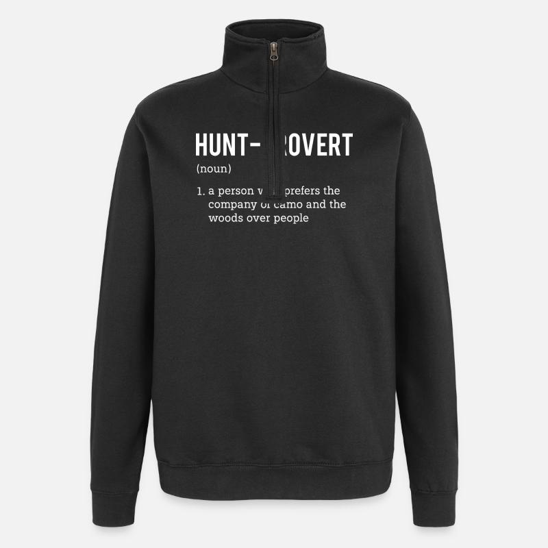 Hunt-Trovert Camo Funny Définition Extérieur - Sweat à zip 1/4 - noir