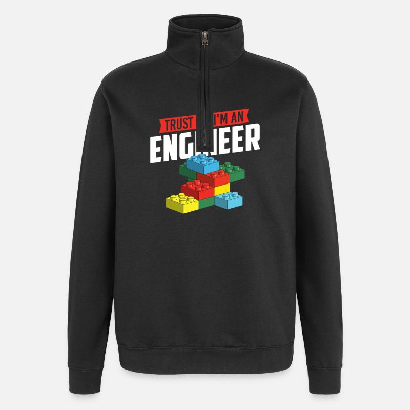 Trust Me I’m An Engineer Brick Builder Block Build - Quarter-Zip Sweatshirt - black