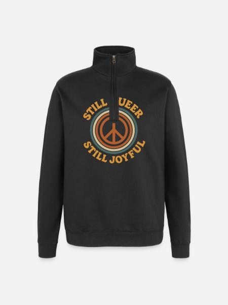 Groovy Pride Retro Égalité Queer Histoire - Sweat à zip 1/4 - noir