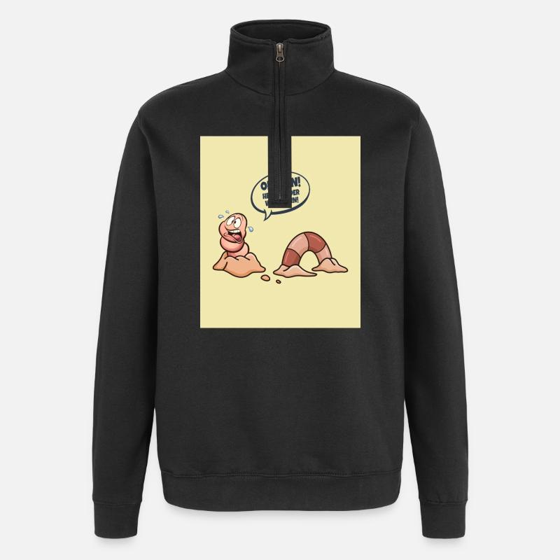 Today the worm is in! - Quarter-Zip Sweatshirt - black