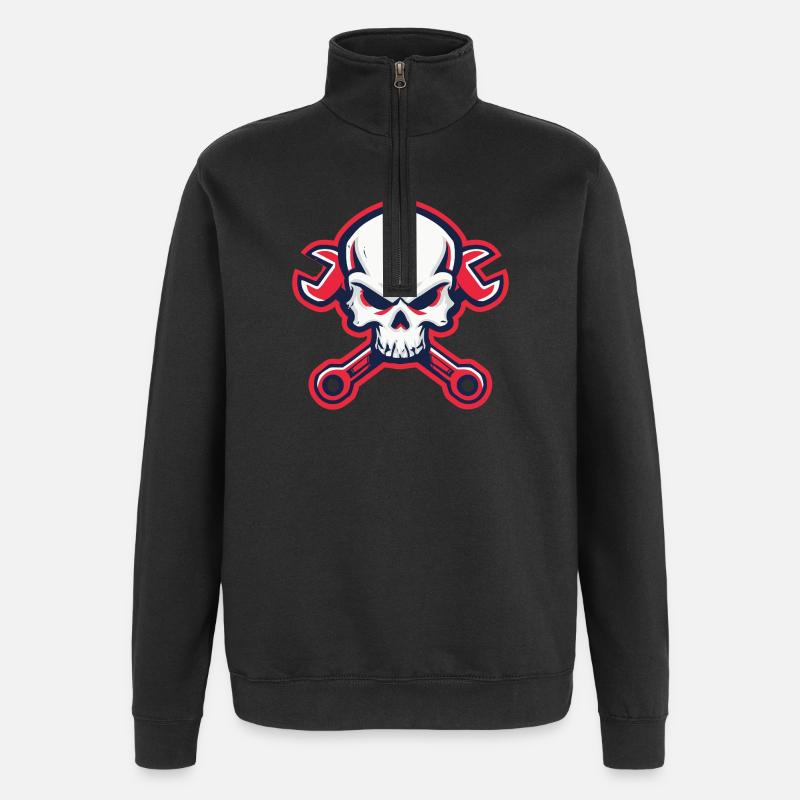 Skull & Wrenches – For real mechanics - Quarter-Zip Sweatshirt - black