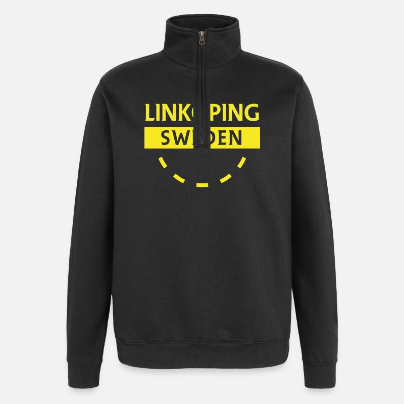 Linköping Suède Texte néon - Sweat à zip 1/4 - noir