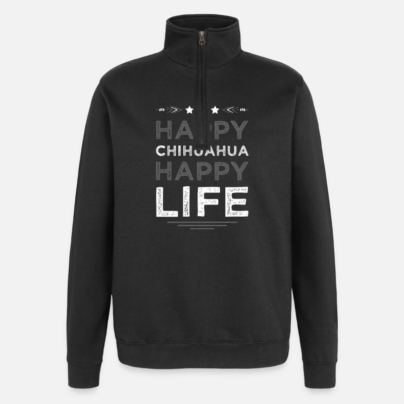 Glücklicher Chihuahua Lebensstil - Quarter-Zip-Sweatshirt - Schwarz