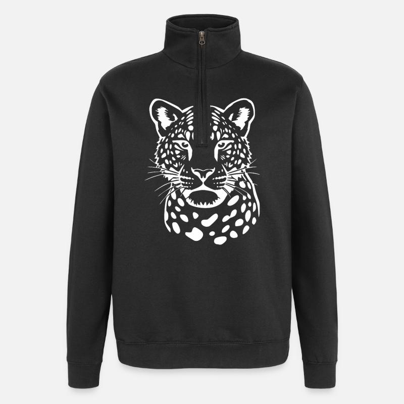 Leopard Leparden Pattern T-shirt Gift - Quarter-Zip Sweatshirt - black