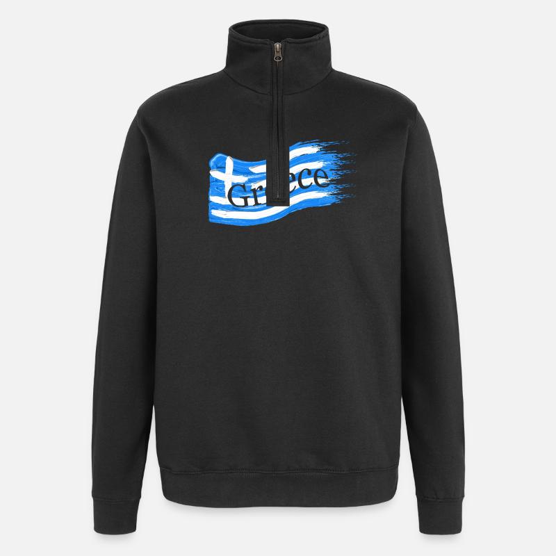 Drapeau grec - Sweat à zip 1/4 - noir
