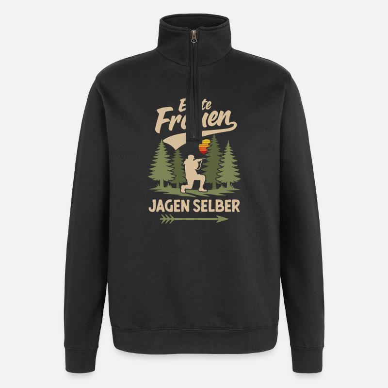 Jägerin Jagen Selber Jagd Jäger Jagdschein - Quarter-Zip-Sweatshirt - Schwarz