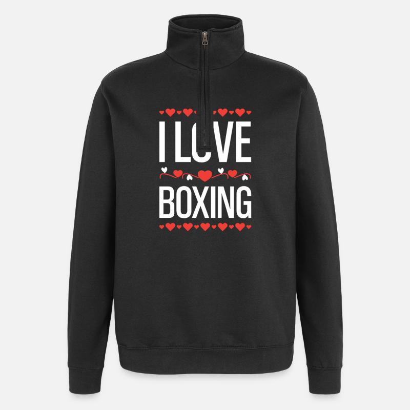 J’adore la boxe - Sweat à zip 1/4 - noir
