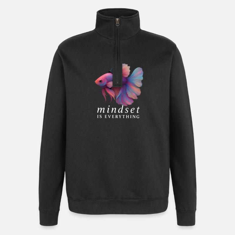 Mindset Fighting Fish Helmet, Motivational Saying - Sweat à zip 1/4 - noir