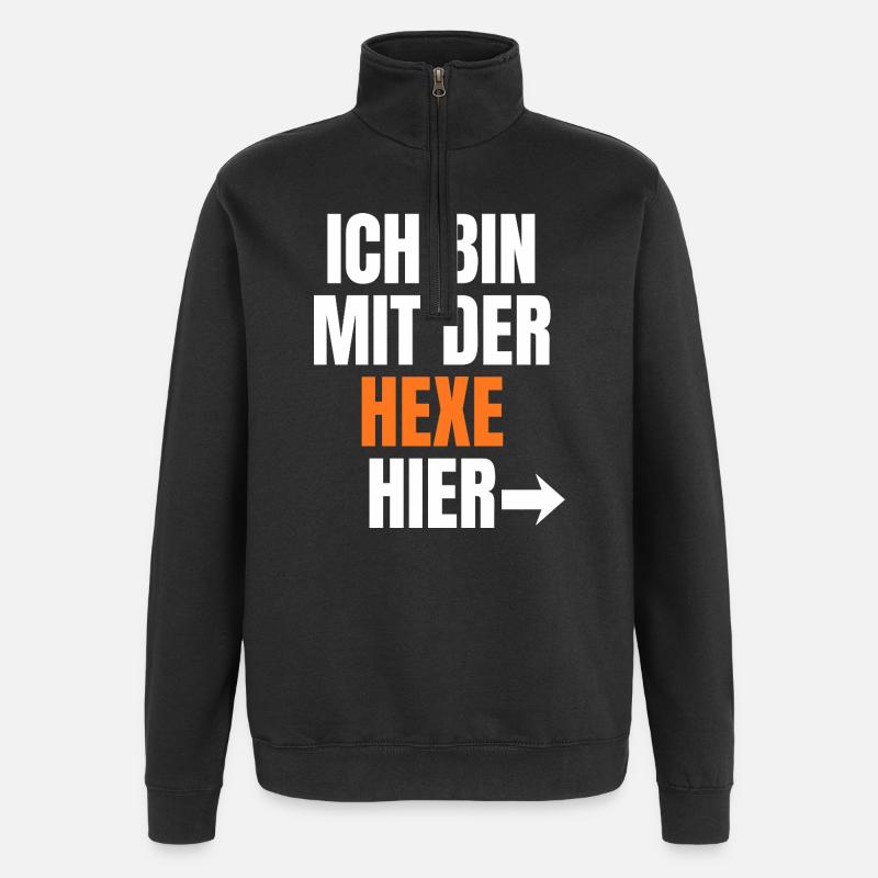Ich bin bei der Hexe hier - Quarter-Zip-Sweatshirt - Schwarz