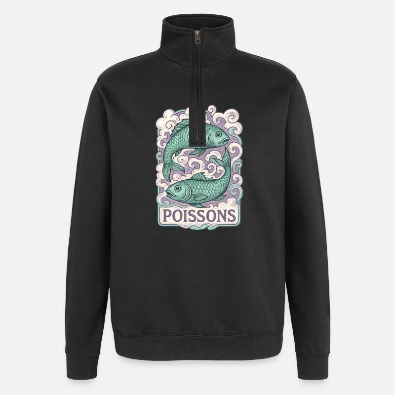 Fische Sternzeichen - Astrologie - Quarter-Zip-Sweatshirt - Schwarz