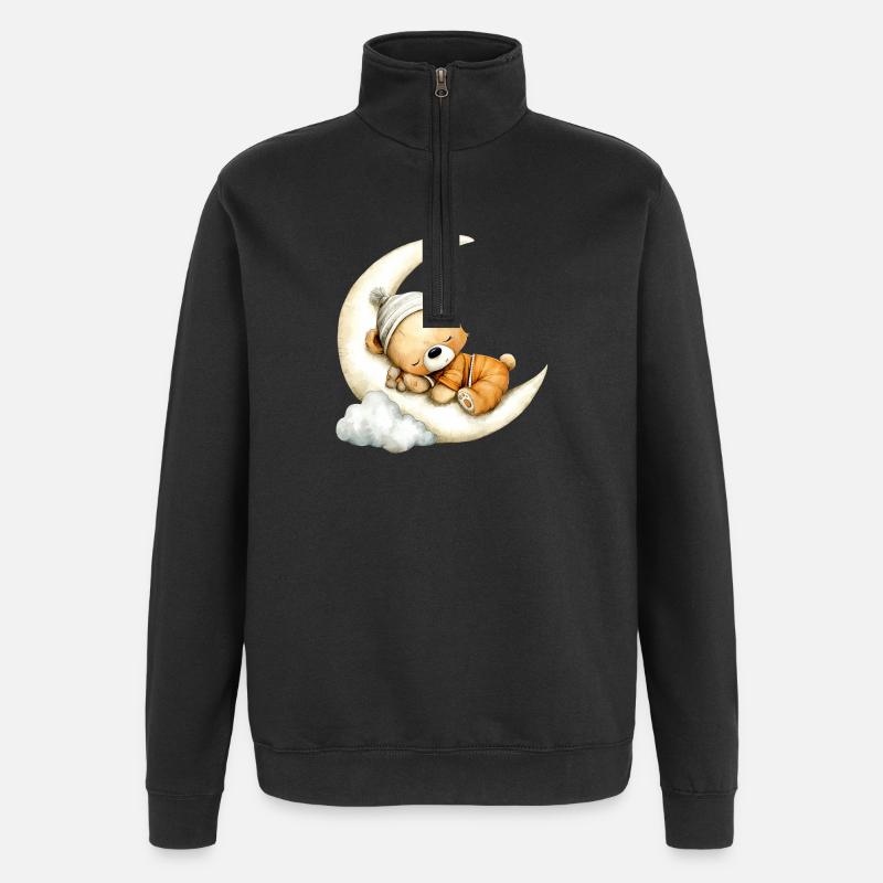 schlafender Teddy - Quarter-Zip-Sweatshirt - Schwarz