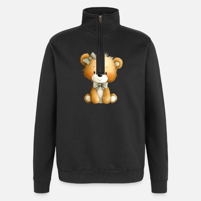 sitzender Teddy - Quarter-Zip-Sweatshirt - Schwarz