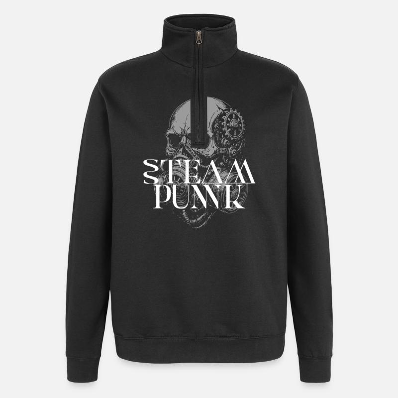 Steampunk Skull Gearwork - Quarter-Zip Sweatshirt - black