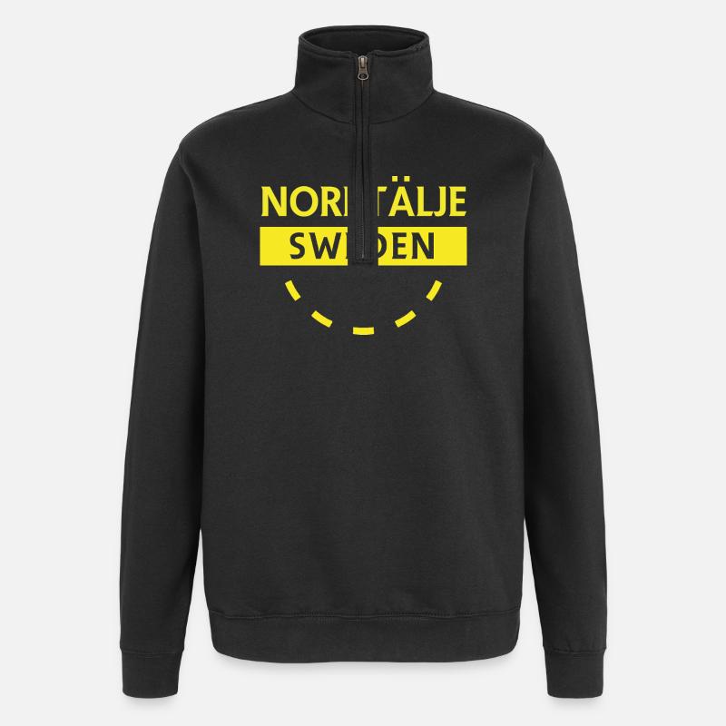 Norrtälje Suède Logo rond - Sweat à zip 1/4 - noir