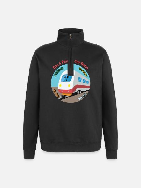 Die Bahn und die Jahreszeiten... - Quarter-Zip-Sweatshirt - Schwarz