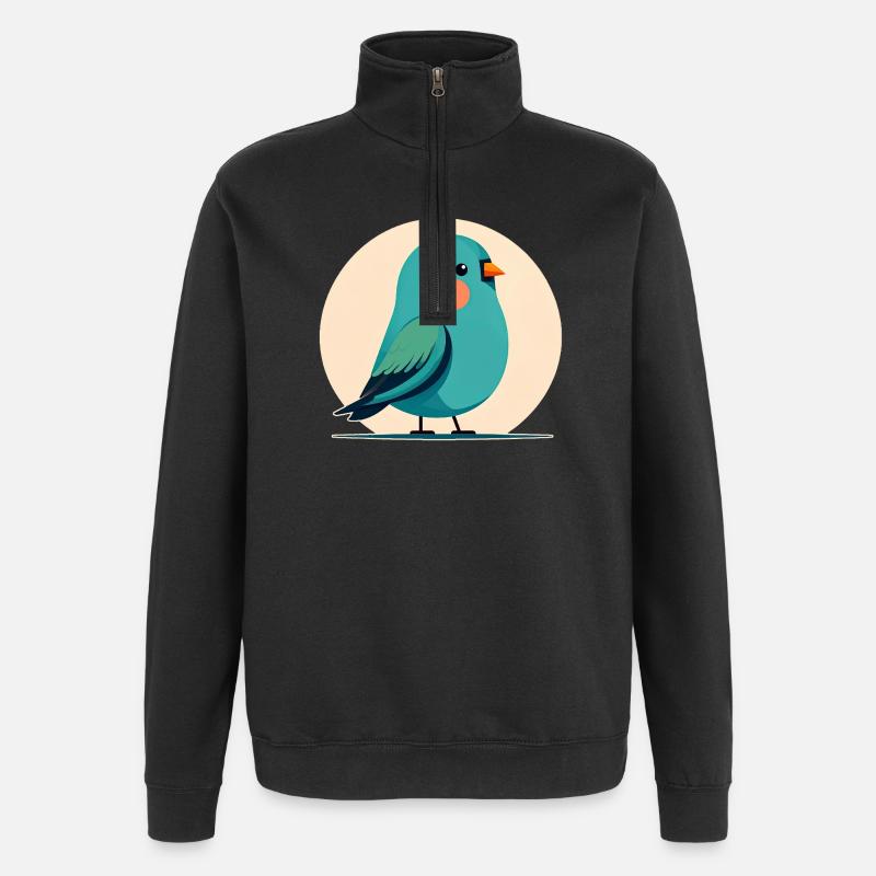 Petit oiseau vert-bleu - Sweat à zip 1/4 - noir