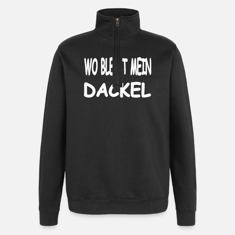 Dackel - Quarter-Zip-Sweatshirt - Schwarz