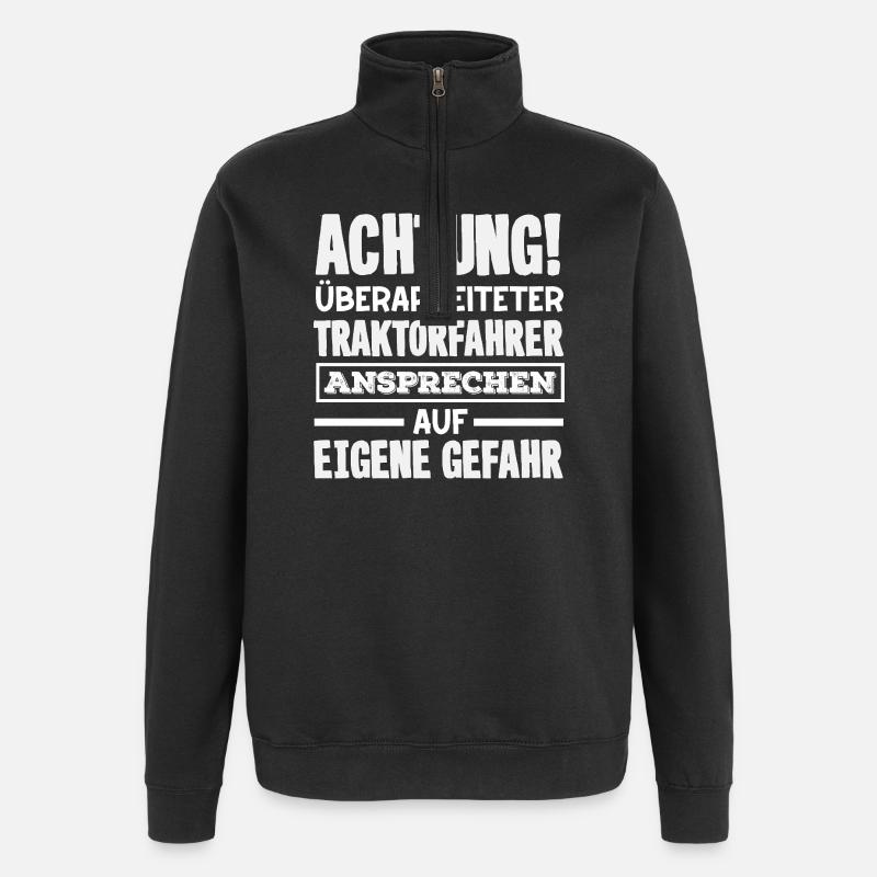 Achtung überarbeiteter Traktorfahrer - Quarter-Zip-Sweatshirt - Schwarz