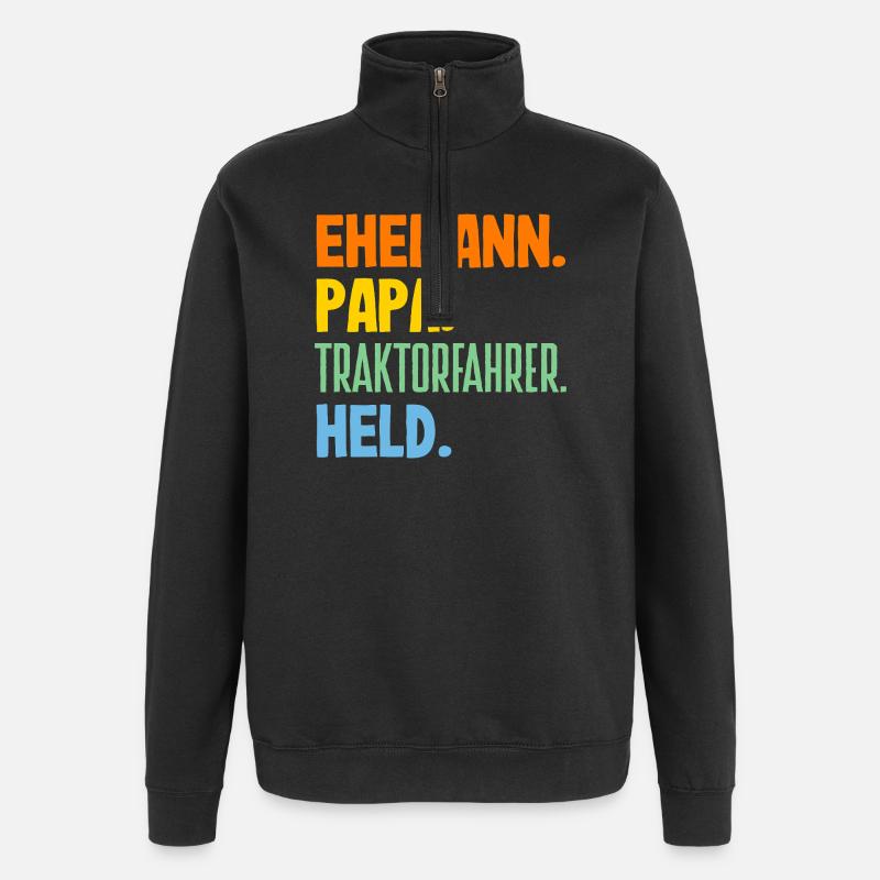 Ehemann Papa Traktorfahrer Held - Quarter-Zip-Sweatshirt - Schwarz