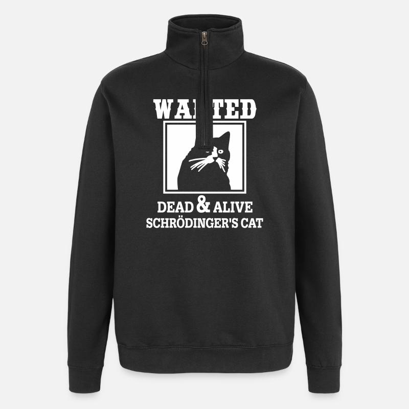 Schrödingers Katze gesucht, Nerdiges Quantenphysik - Quarter-Zip-Sweatshirt - Schwarz