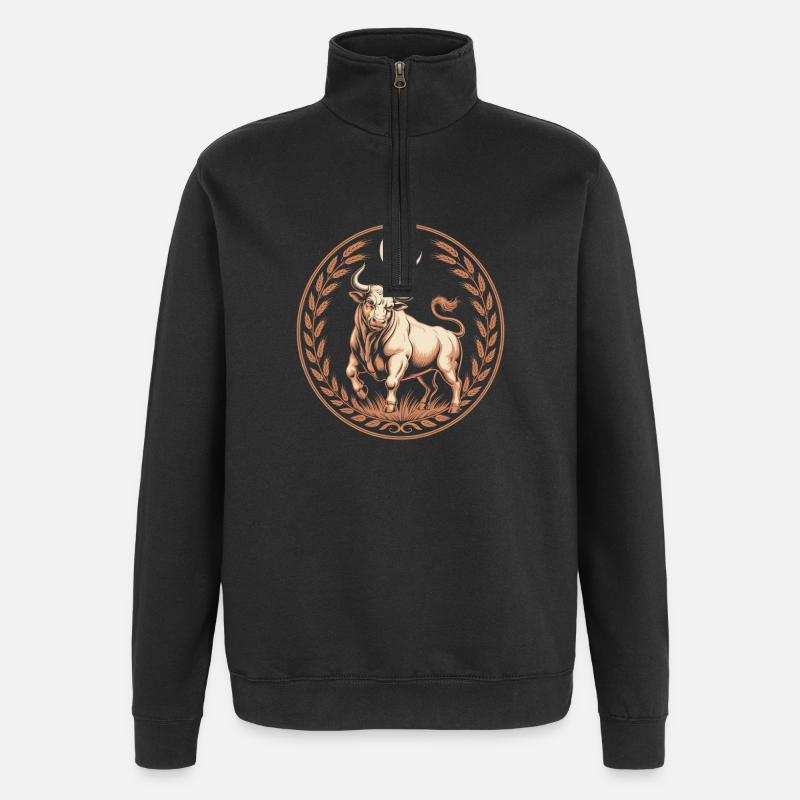 Stier Sternzeichen Mond Lorbeer Kräftiger Taurus - Quarter-Zip-Sweatshirt - Schwarz