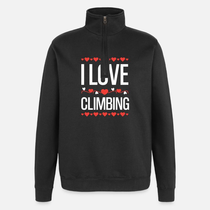 I Love Climbing Herzdesign - Quarter-Zip-Sweatshirt - Schwarz