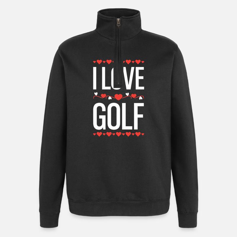 I Love Golf Herz Design - Quarter-Zip-Sweatshirt - Schwarz
