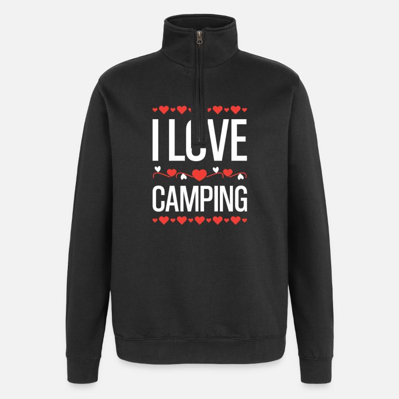 J’aime le camping coeur graphique - Sweat à zip 1/4 - noir