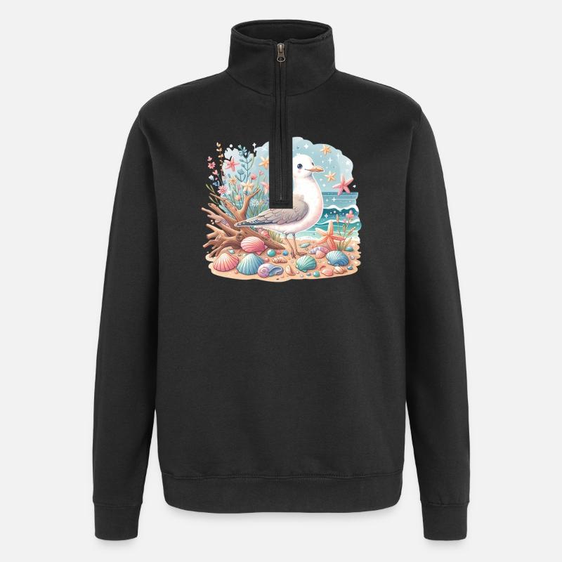 Seagull Beach Coquillages Côte Maritime - Sweat à zip 1/4 - noir