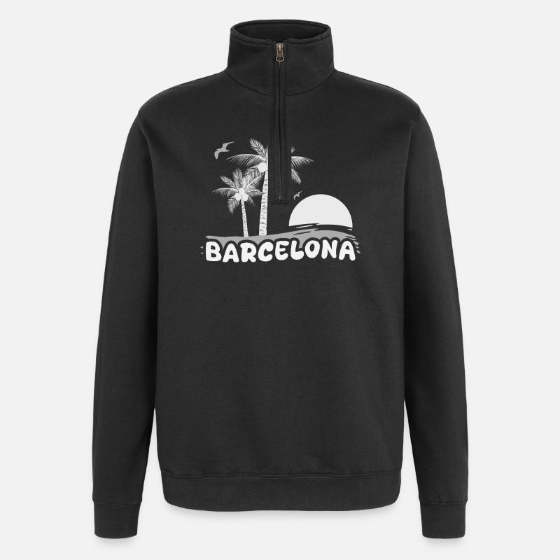 Barcelona as a beach - Quarter-Zip Sweatshirt - black