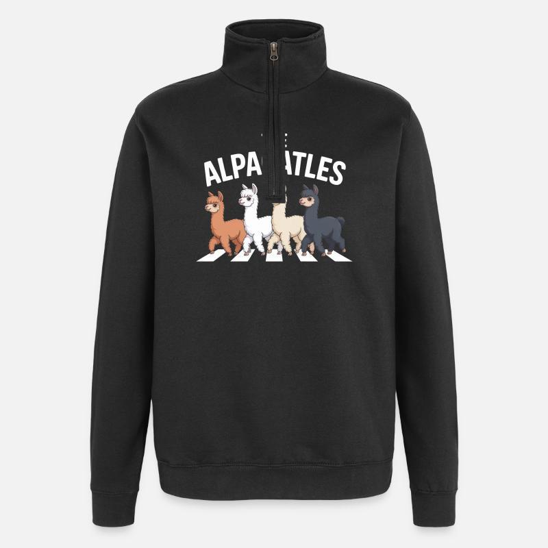 Alpagatles Lama Alpaga - Sweat à zip 1/4 - noir
