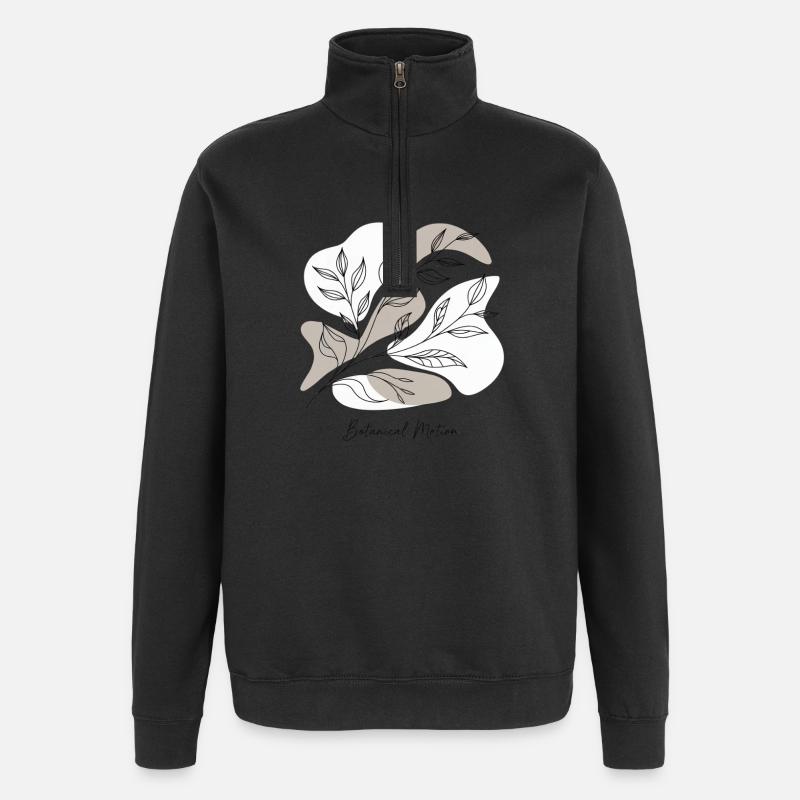 Dessin au trait botanique - Sweat à zip 1/4 - noir