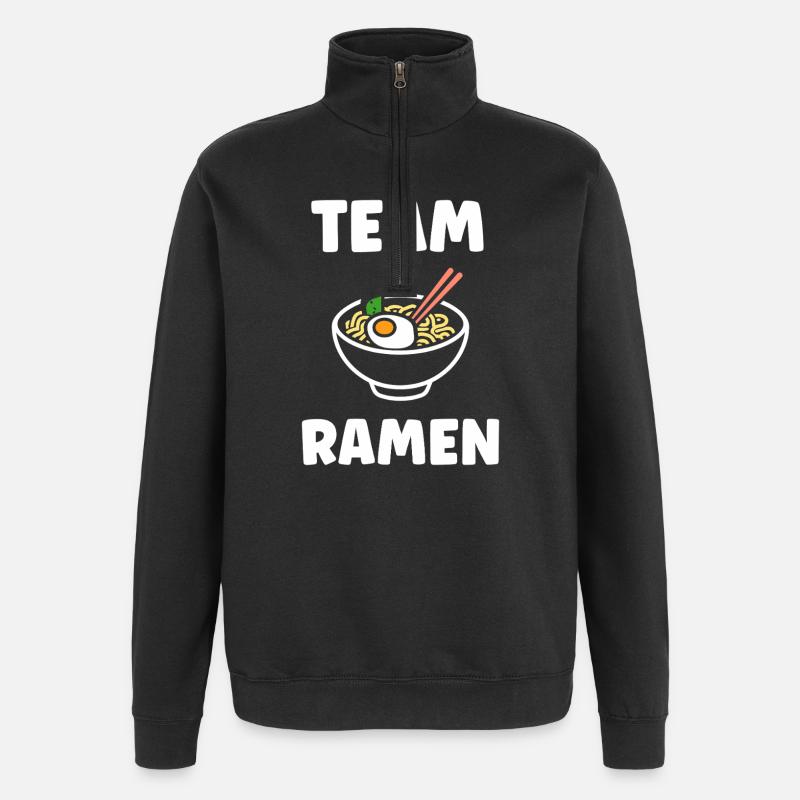 Team Ramen Illustration Noodle Bowl - Quarter-Zip Sweatshirt - black