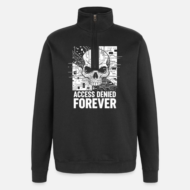 Skull Access Denied Forever - Quarter-Zip Sweatshirt - black