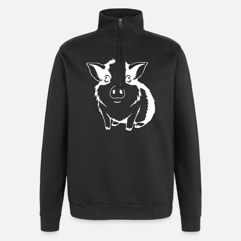 T-shirt cochon d’Inde cadeau - Sweat à zip 1/4 - noir