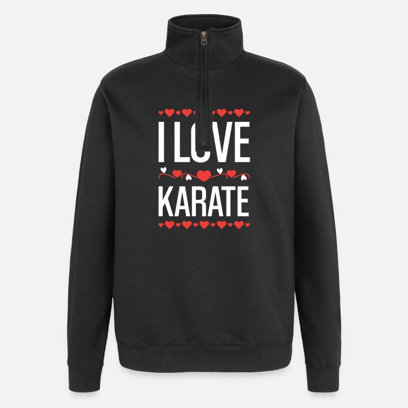 I Love Karate Herzdesign - Quarter-Zip-Sweatshirt - Schwarz