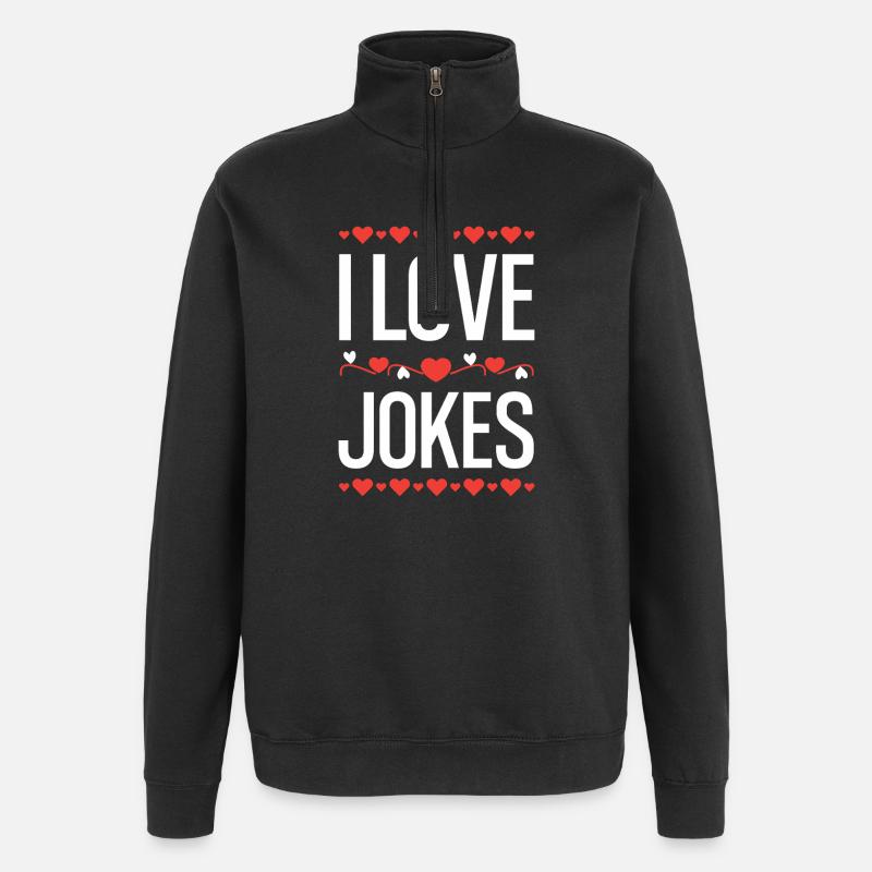 J’adore les blagues - Sweat à zip 1/4 - noir
