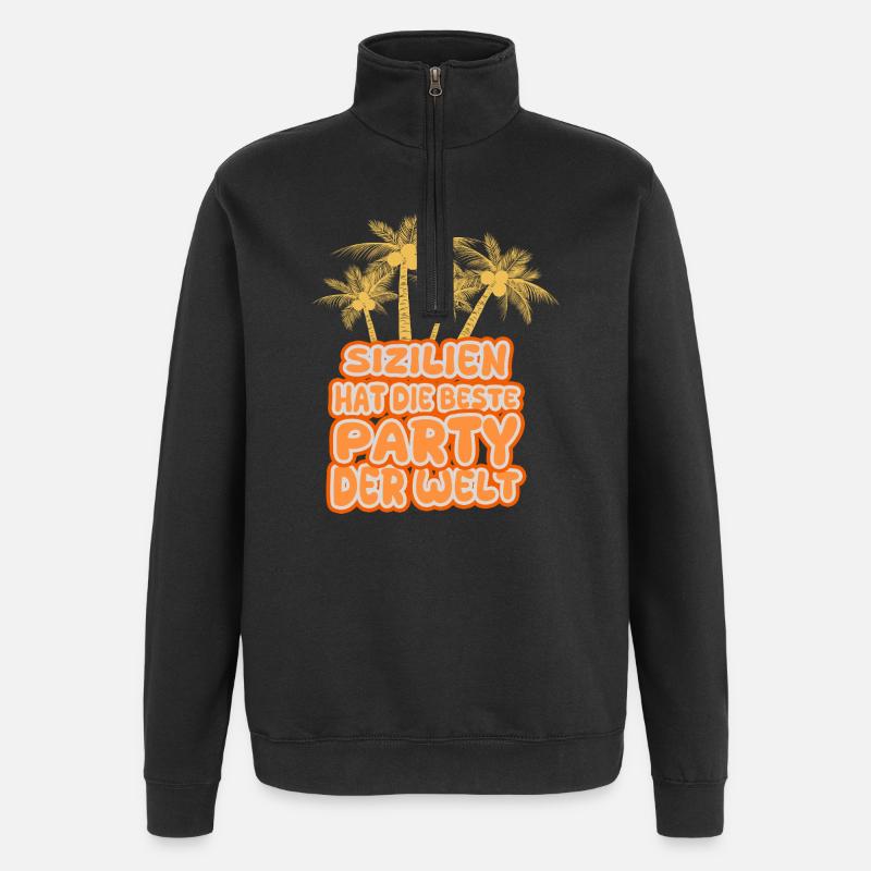 La Sicile comme vacances - Sweat à zip 1/4 - noir