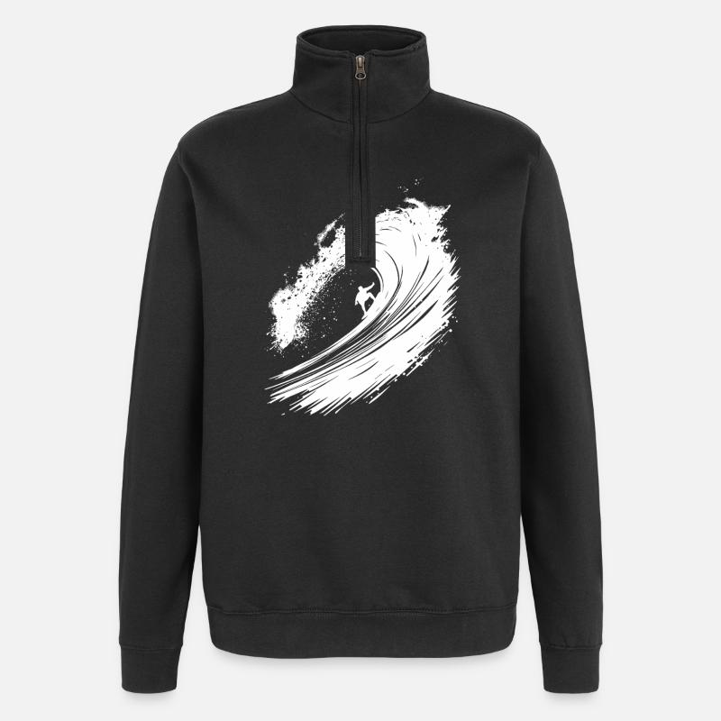 Surfing Design Surfer Illustration - Quarter-Zip Sweatshirt - black