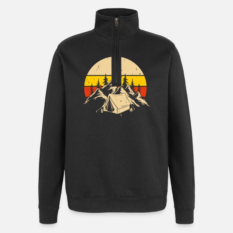 Wandern Wanderer Bergsteiger Geschenk - Quarter-Zip-Sweatshirt - Schwarz