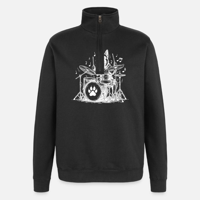 German Shepherd Drummer - Quarter-Zip Sweatshirt - black