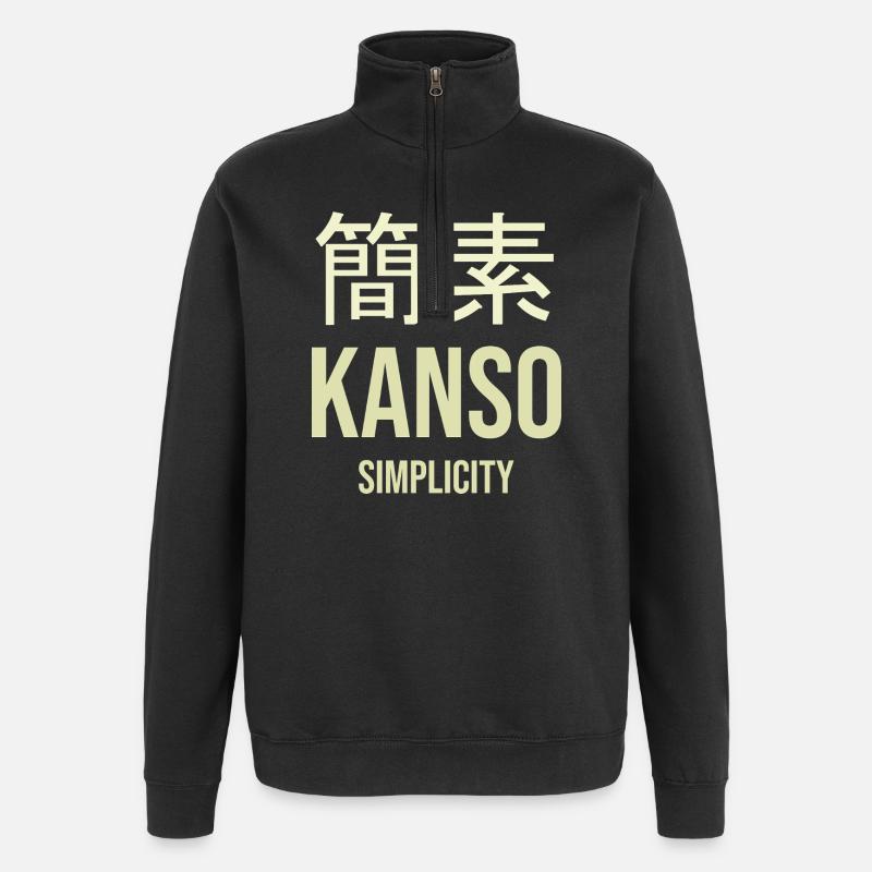 Kanji-Einfachheit optimiert - Quarter-Zip-Sweatshirt - Schwarz