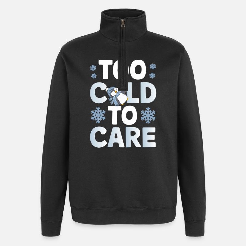 Trop froid pour s’occuper du pingouin - Sweat à zip 1/4 - noir