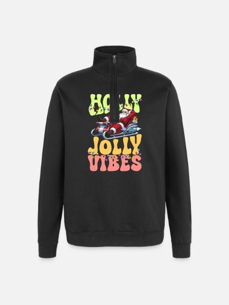 Santa Sleigh Holy Jolly Vibes - Quarter-Zip Sweatshirt - black