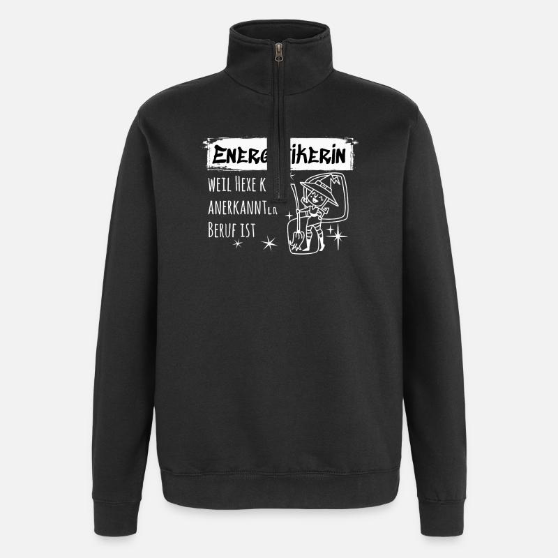 Energetikerin – Lustiger Hexen Spruch - Quarter-Zip-Sweatshirt - Schwarz
