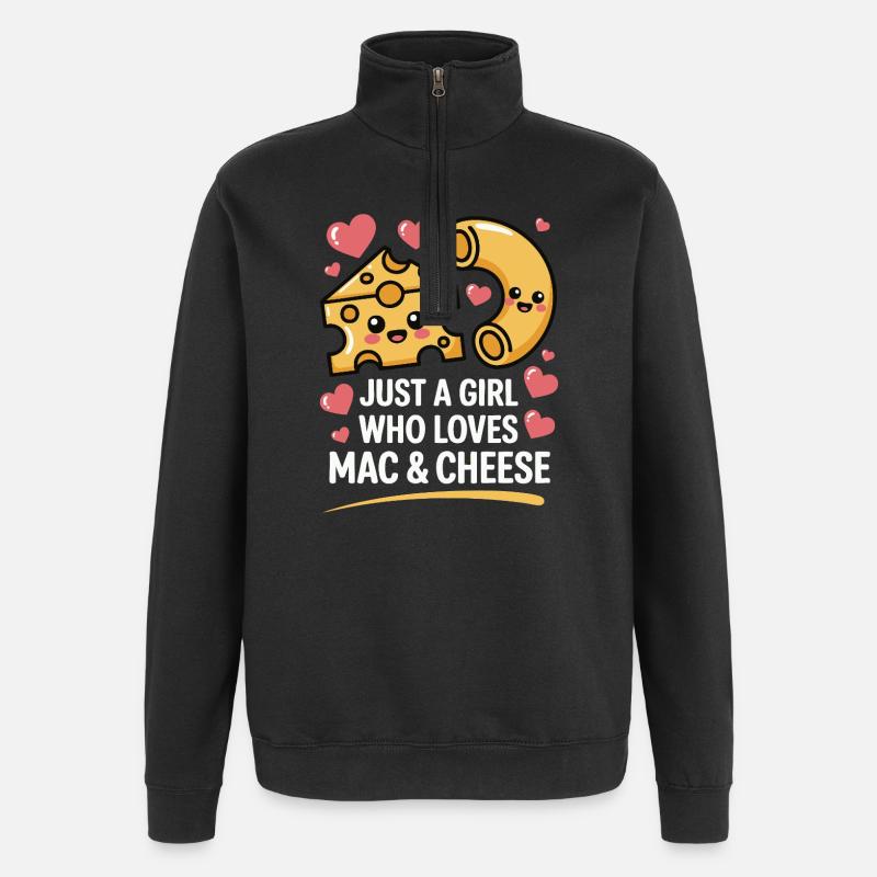 Mac & Cheese Lover - Kawaii Design - Quarter-Zip Sweatshirt - black