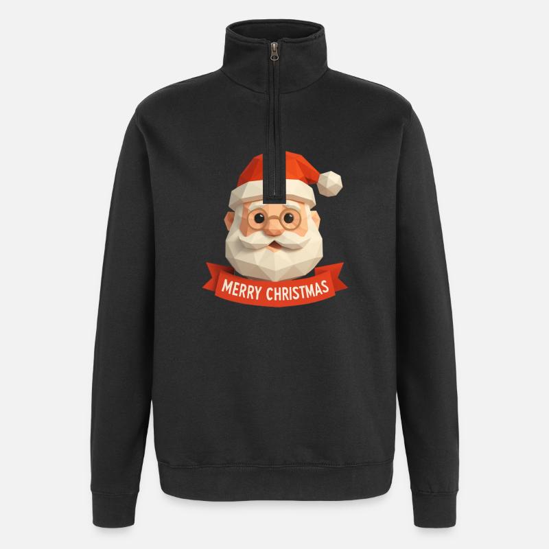 Polygon Père Noël – Joyeux Noël moderne - Sweat à zip 1/4 - noir