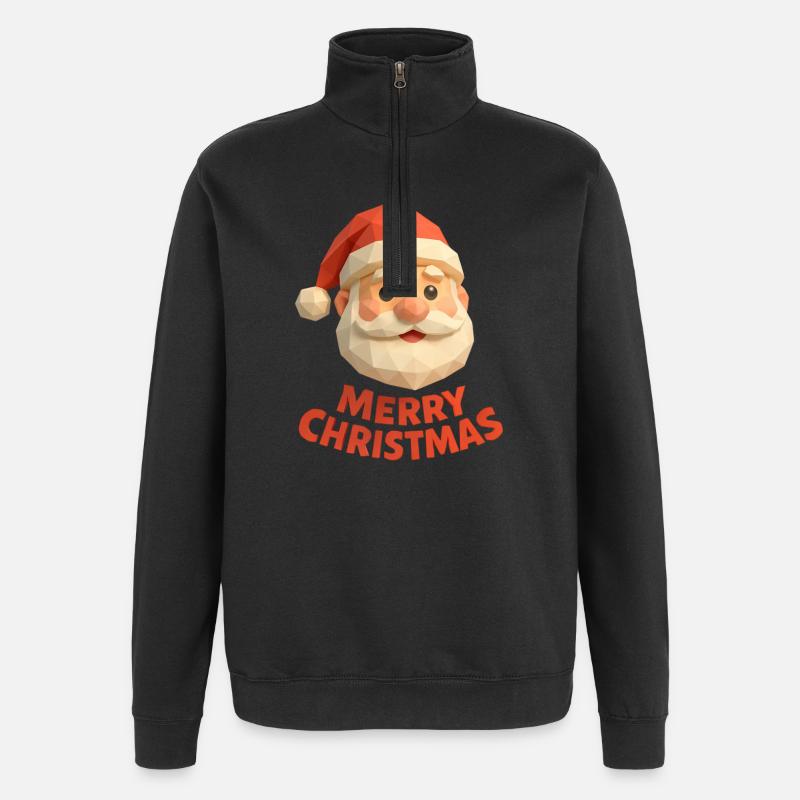 Polygon Père Noël – Joyeux Noël moderne - Sweat à zip 1/4 - noir