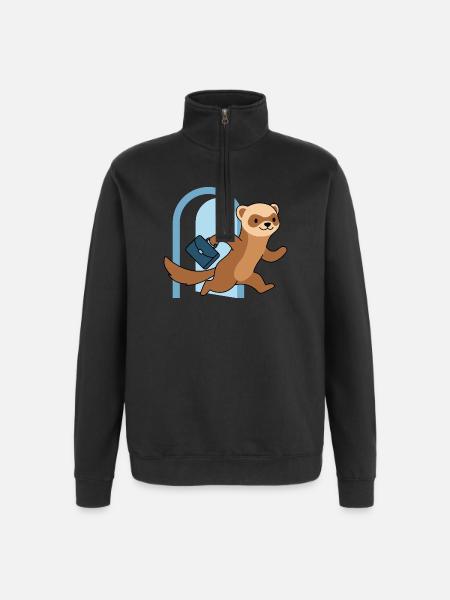 Frettchen sprint durch Torbogen - Quarter-Zip-Sweatshirt - Schwarz