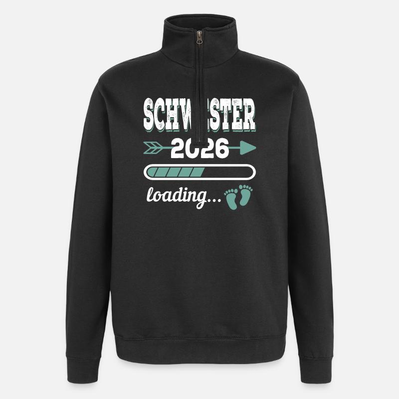 Schwester 2026 Loading Werdende Geschwister - Quarter-Zip-Sweatshirt - Schwarz